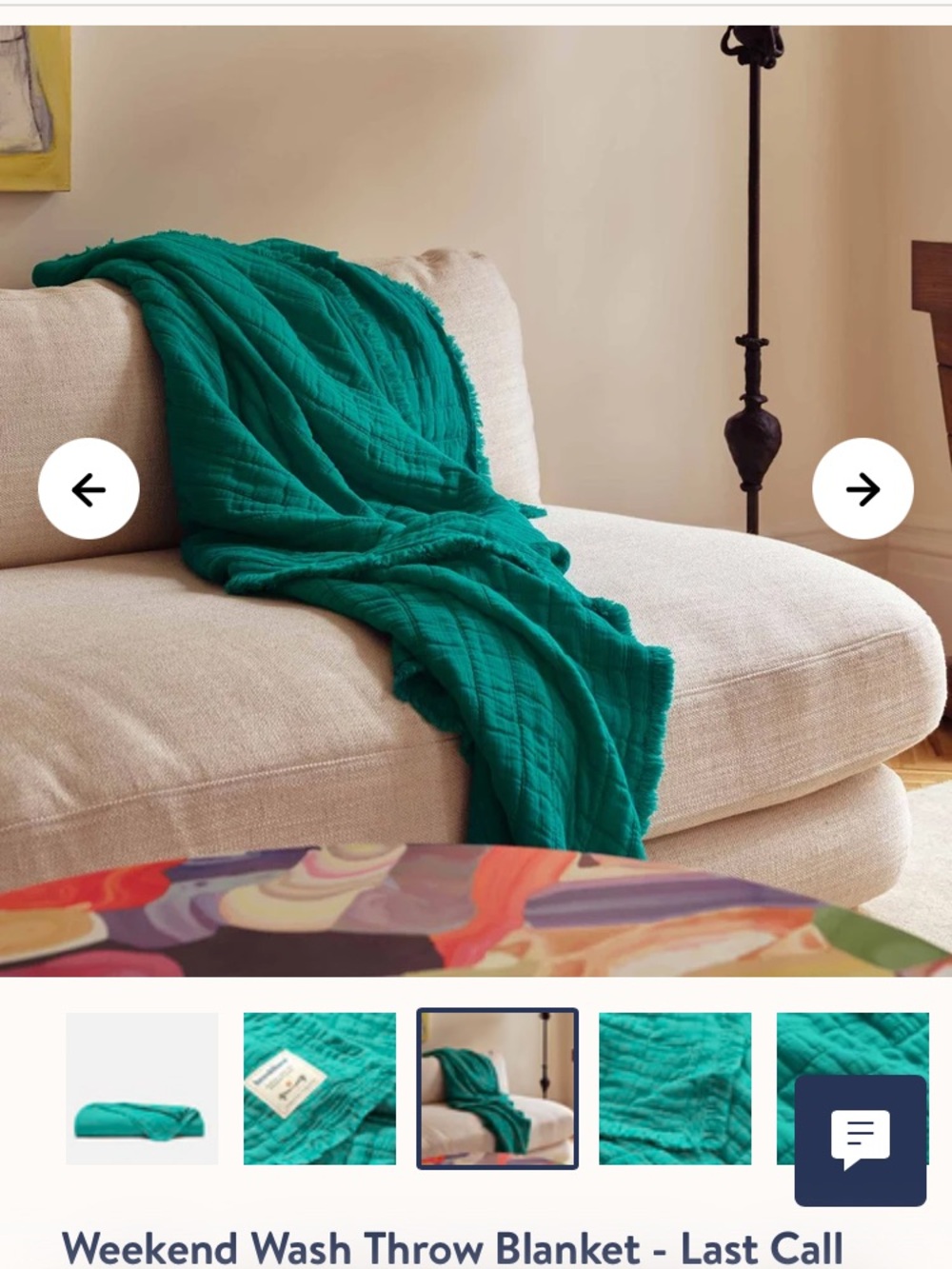 Brooklinen Weekend Wash Throw Blanket Waikiki - Picture 3 of 4